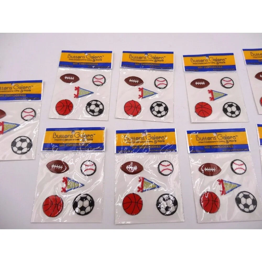 Buttons Galore Mini Embroideries Sports Balls 5 in‎ each package 9 Sealed Packs